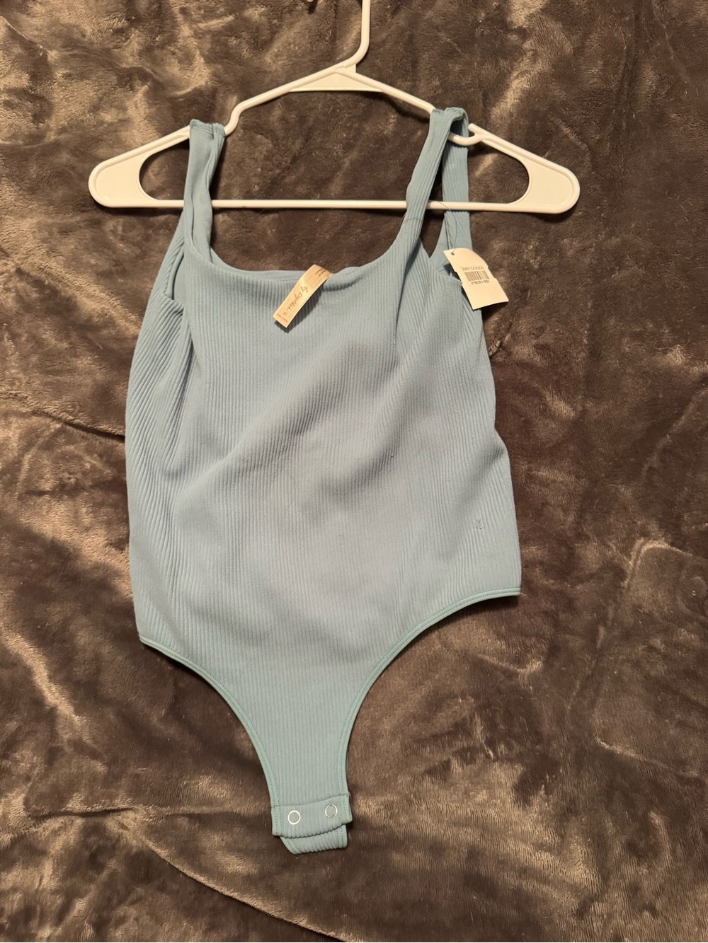 Dry Goods Pale Blue Ribbed Square Neck Bodysuit M/L size